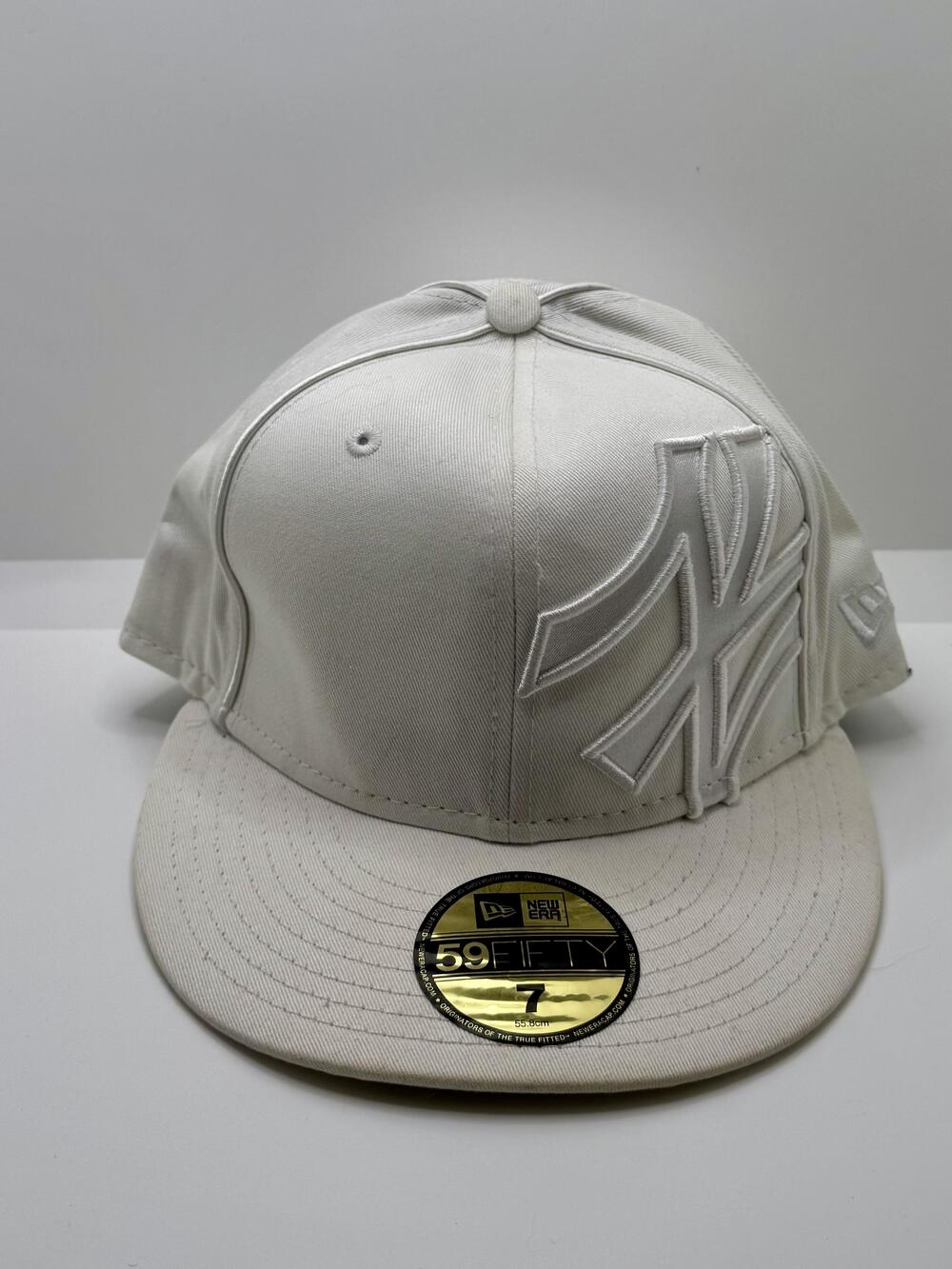 New York Yankees Hat Cap Fitted Mens 7 White MLB Baseball 59FIFTY New Era